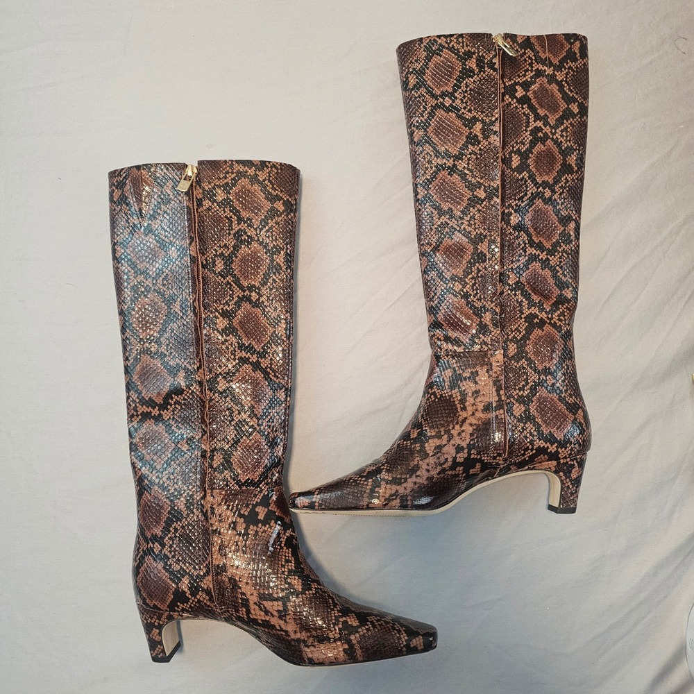 Antonio Melani 7.5 Mades Patent Leather Snake Prink Tall Heeled Boot NWOB $198 - Picture 4 of 14